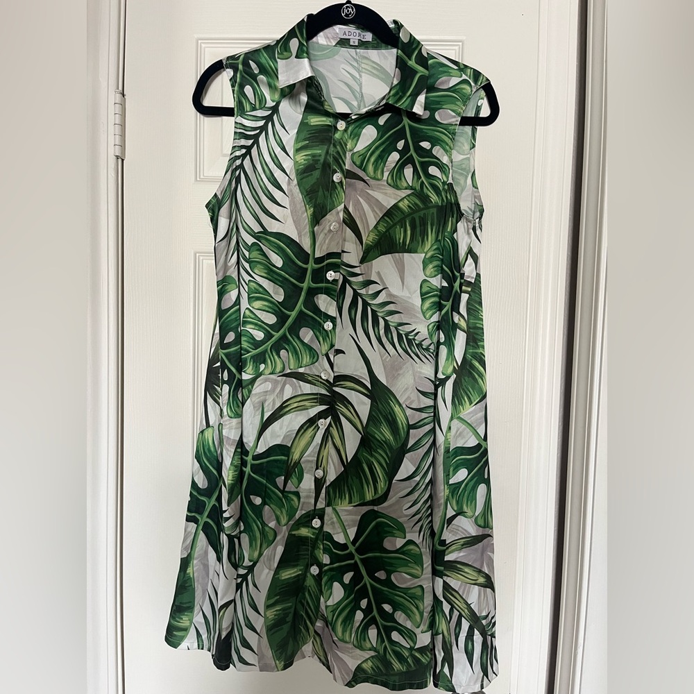 Adore Green Leaf Print Midi Dress